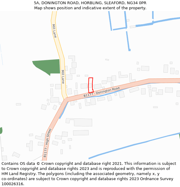 5A, DONINGTON ROAD, HORBLING, SLEAFORD, NG34 0PR: Location map and indicative extent of plot