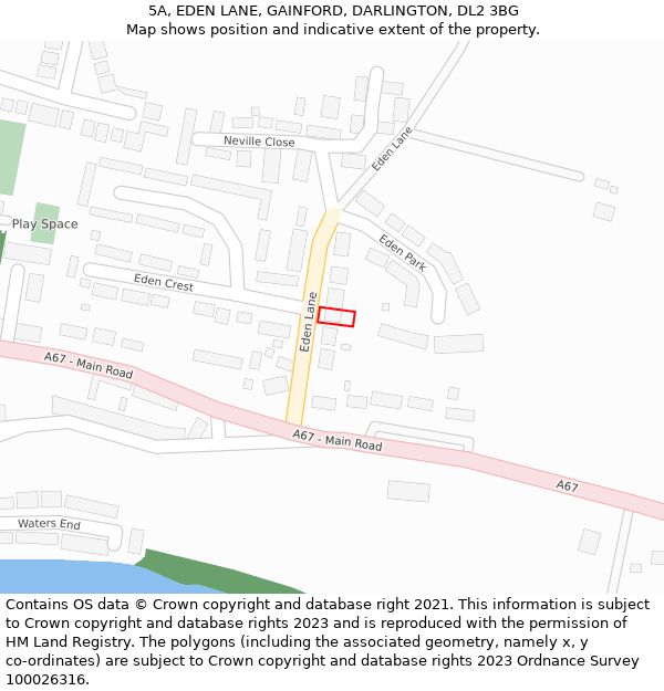 5A, EDEN LANE, GAINFORD, DARLINGTON, DL2 3BG: Location map and indicative extent of plot