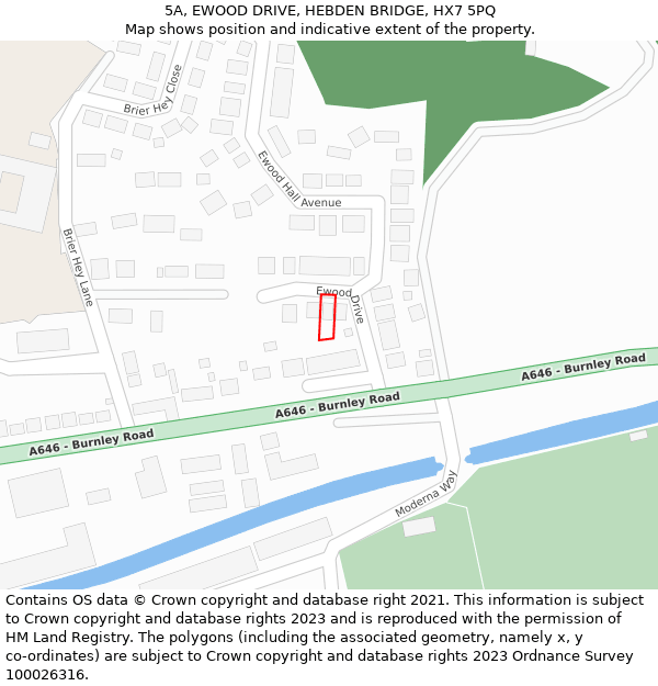 5A, EWOOD DRIVE, HEBDEN BRIDGE, HX7 5PQ: Location map and indicative extent of plot