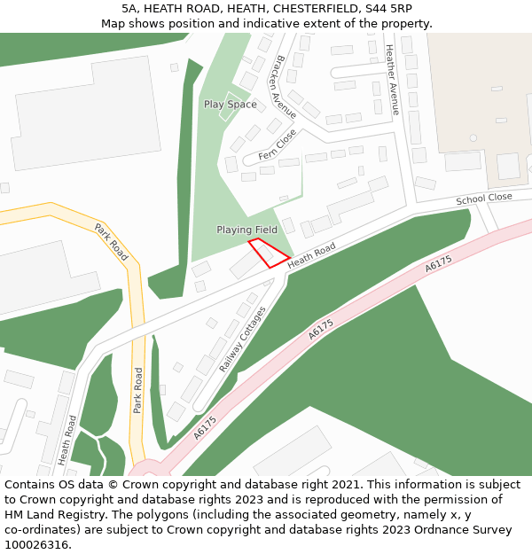 5A, HEATH ROAD, HEATH, CHESTERFIELD, S44 5RP: Location map and indicative extent of plot