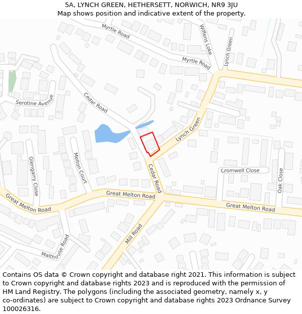 5A, LYNCH GREEN, HETHERSETT, NORWICH, NR9 3JU: Location map and indicative extent of plot