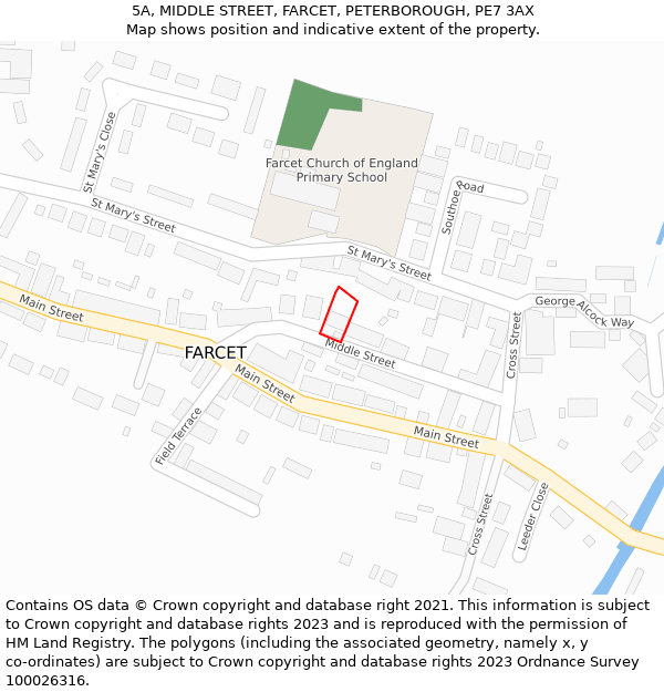 5A, MIDDLE STREET, FARCET, PETERBOROUGH, PE7 3AX: Location map and indicative extent of plot