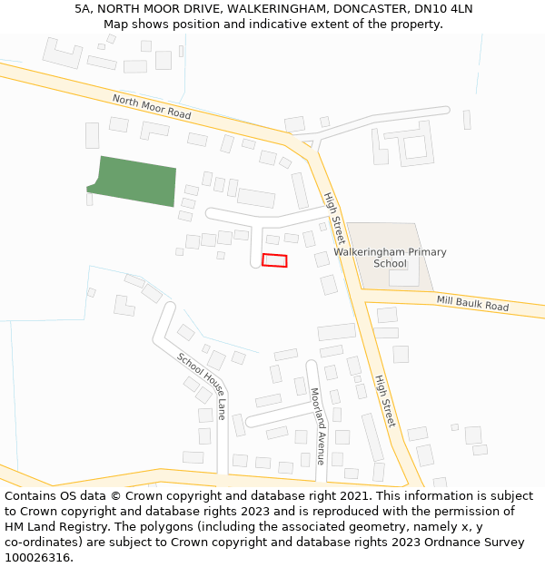 5A, NORTH MOOR DRIVE, WALKERINGHAM, DONCASTER, DN10 4LN: Location map and indicative extent of plot