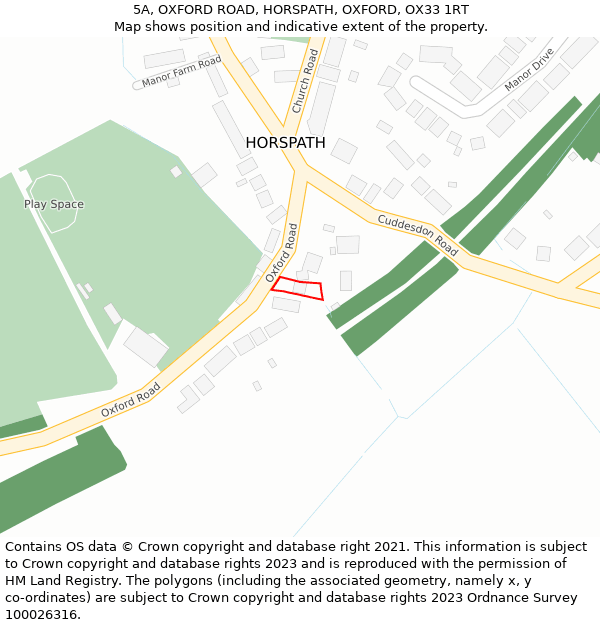 5A, OXFORD ROAD, HORSPATH, OXFORD, OX33 1RT: Location map and indicative extent of plot