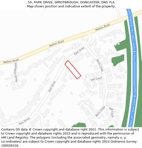 5A, PARK DRIVE, SPROTBROUGH, DONCASTER, DN5 7LA: Location map and indicative extent of plot
