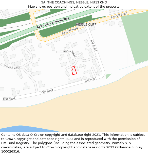 5A, THE COACHINGS, HESSLE, HU13 0HD: Location map and indicative extent of plot