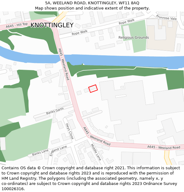 5A, WEELAND ROAD, KNOTTINGLEY, WF11 8AQ: Location map and indicative extent of plot