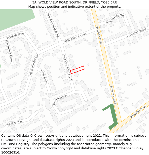 5A, WOLD VIEW ROAD SOUTH, DRIFFIELD, YO25 6RR: Location map and indicative extent of plot