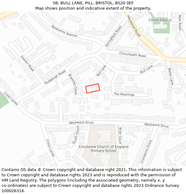 5B, BULL LANE, PILL, BRISTOL, BS20 0EF: Location map and indicative extent of plot