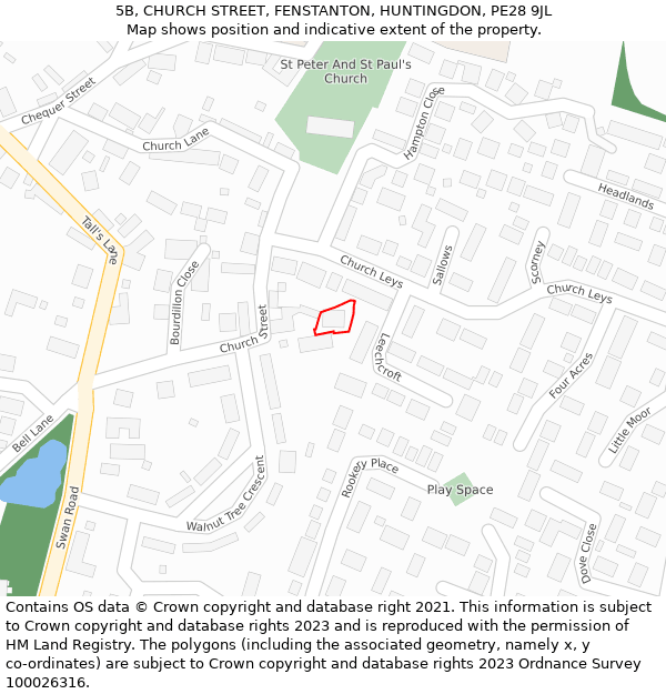 5B, CHURCH STREET, FENSTANTON, HUNTINGDON, PE28 9JL: Location map and indicative extent of plot