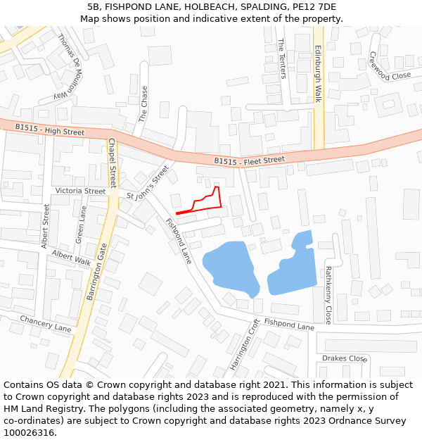 5B, FISHPOND LANE, HOLBEACH, SPALDING, PE12 7DE: Location map and indicative extent of plot