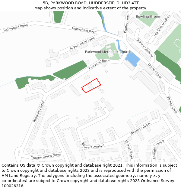 5B, PARKWOOD ROAD, HUDDERSFIELD, HD3 4TT: Location map and indicative extent of plot