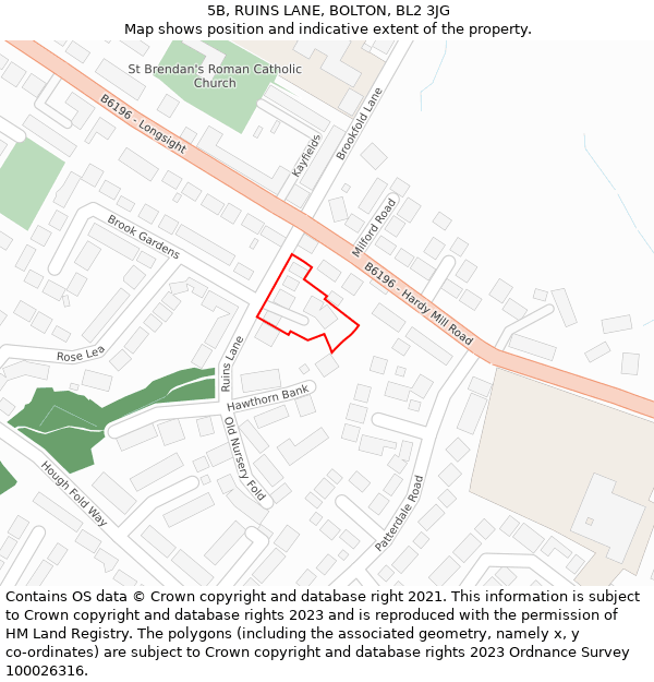 5B, RUINS LANE, BOLTON, BL2 3JG: Location map and indicative extent of plot
