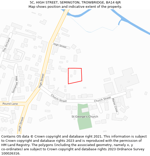 5C, HIGH STREET, SEMINGTON, TROWBRIDGE, BA14 6JR: Location map and indicative extent of plot