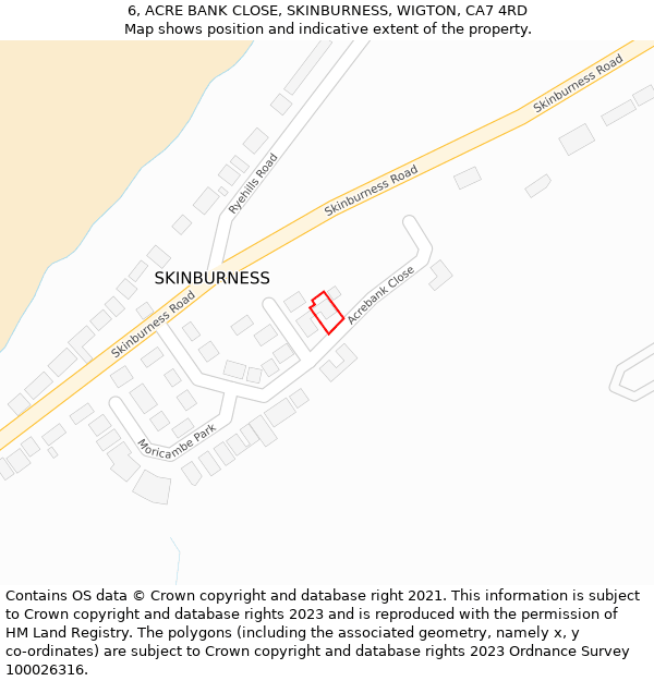 6, ACRE BANK CLOSE, SKINBURNESS, WIGTON, CA7 4RD: Location map and indicative extent of plot