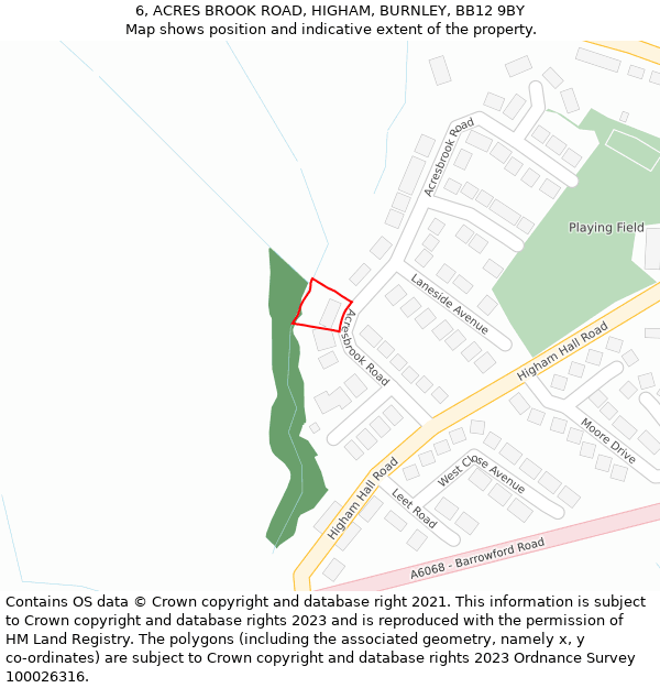 6, ACRES BROOK ROAD, HIGHAM, BURNLEY, BB12 9BY: Location map and indicative extent of plot