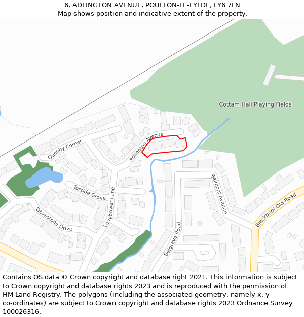 6, ADLINGTON AVENUE, POULTON-LE-FYLDE, FY6 7FN: Location map and indicative extent of plot