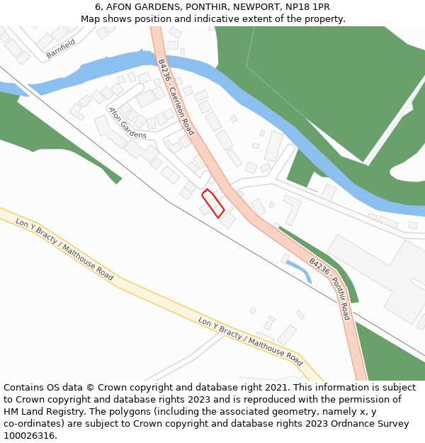 6, AFON GARDENS, PONTHIR, NEWPORT, NP18 1PR: Location map and indicative extent of plot