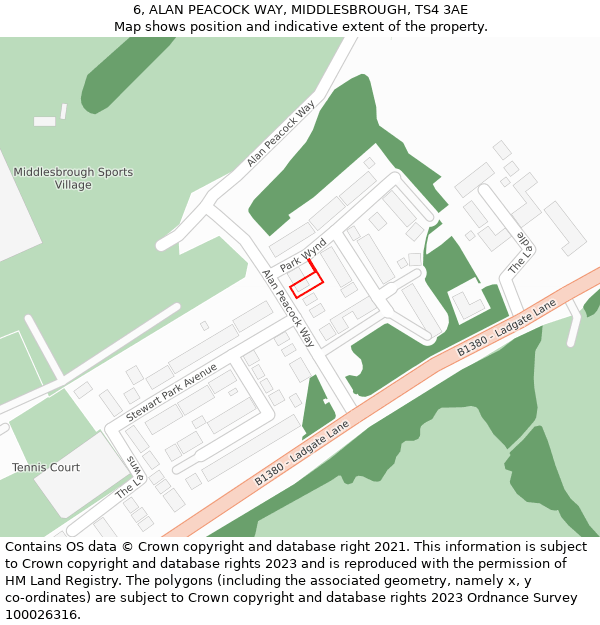 6, ALAN PEACOCK WAY, MIDDLESBROUGH, TS4 3AE: Location map and indicative extent of plot