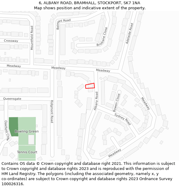 6, ALBANY ROAD, BRAMHALL, STOCKPORT, SK7 1NA: Location map and indicative extent of plot