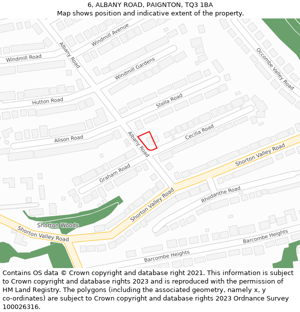 6, ALBANY ROAD, PAIGNTON, TQ3 1BA: Location map and indicative extent of plot