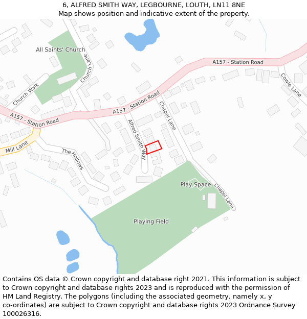 6, ALFRED SMITH WAY, LEGBOURNE, LOUTH, LN11 8NE: Location map and indicative extent of plot