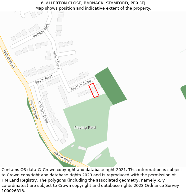 6, ALLERTON CLOSE, BARNACK, STAMFORD, PE9 3EJ: Location map and indicative extent of plot