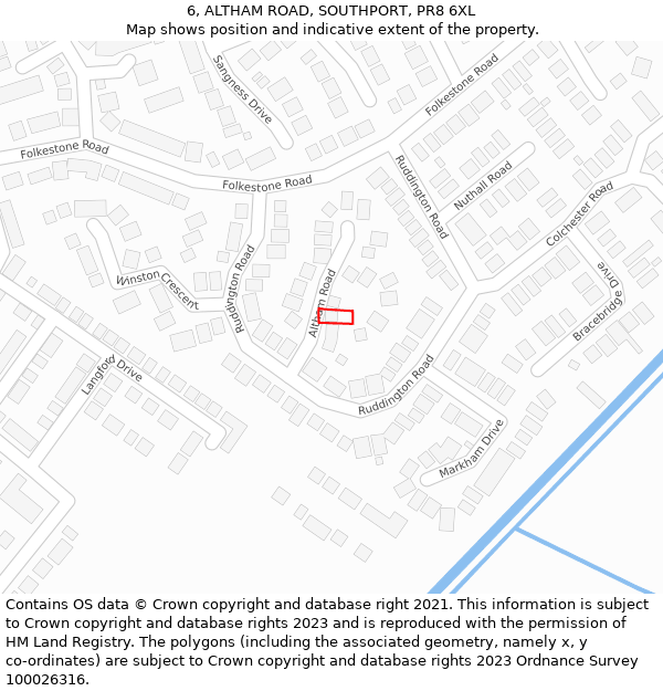 6, ALTHAM ROAD, SOUTHPORT, PR8 6XL: Location map and indicative extent of plot