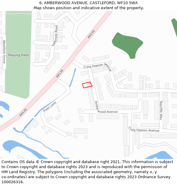 6, AMBERWOOD AVENUE, CASTLEFORD, WF10 5WA: Location map and indicative extent of plot