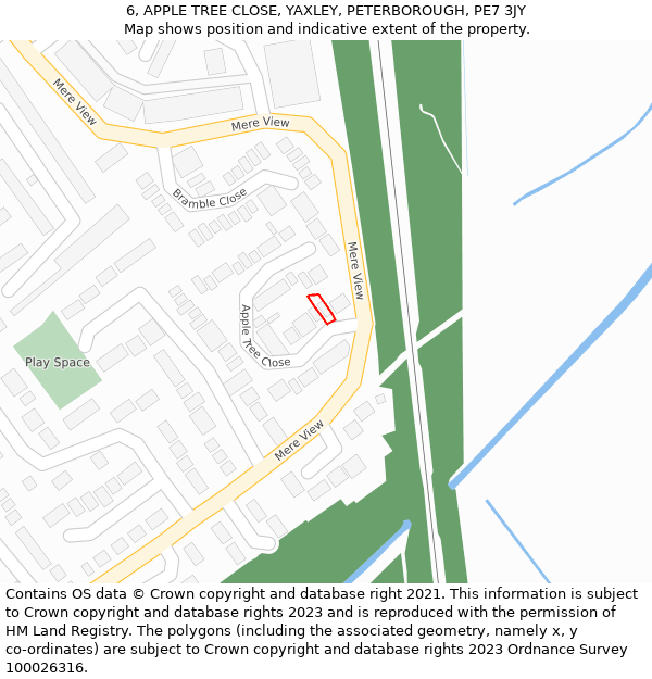 6, APPLE TREE CLOSE, YAXLEY, PETERBOROUGH, PE7 3JY: Location map and indicative extent of plot