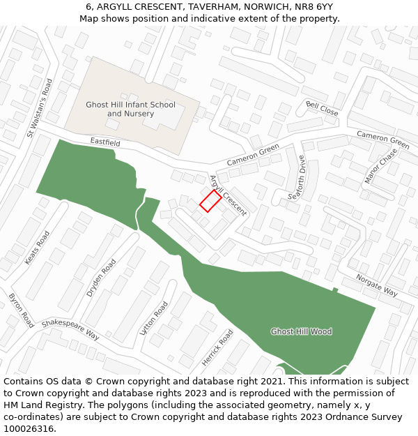 6, ARGYLL CRESCENT, TAVERHAM, NORWICH, NR8 6YY: Location map and indicative extent of plot