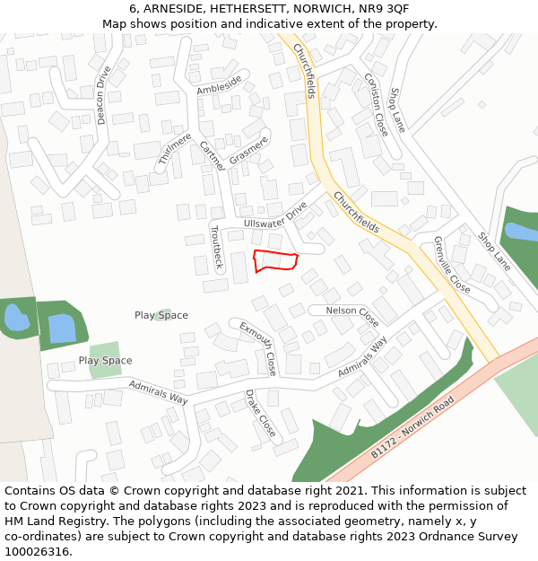 6, ARNESIDE, HETHERSETT, NORWICH, NR9 3QF: Location map and indicative extent of plot