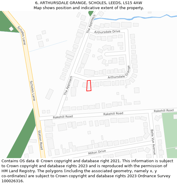 6, ARTHURSDALE GRANGE, SCHOLES, LEEDS, LS15 4AW: Location map and indicative extent of plot