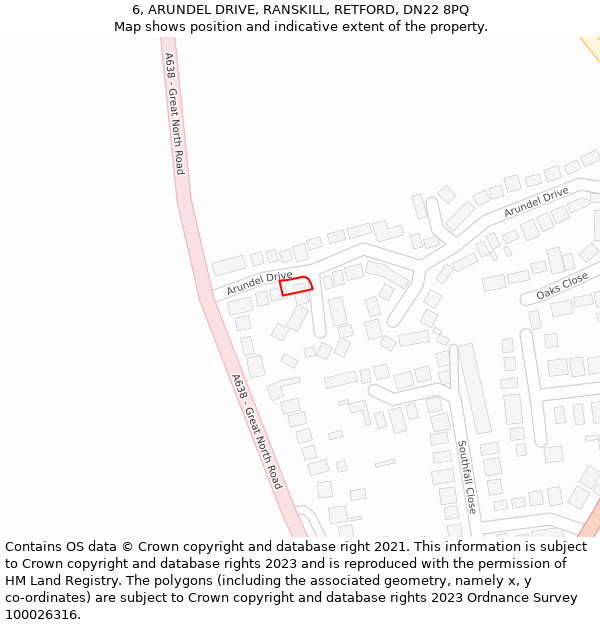 6, ARUNDEL DRIVE, RANSKILL, RETFORD, DN22 8PQ: Location map and indicative extent of plot