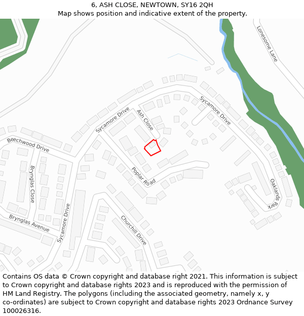 6, ASH CLOSE, NEWTOWN, SY16 2QH: Location map and indicative extent of plot