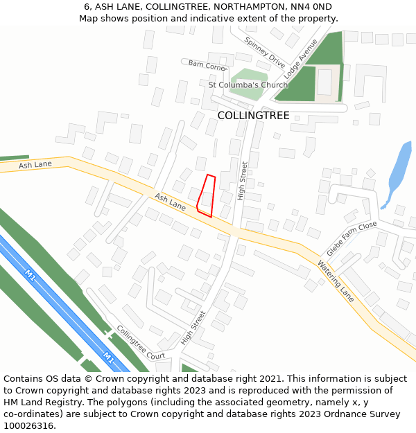 6, ASH LANE, COLLINGTREE, NORTHAMPTON, NN4 0ND: Location map and indicative extent of plot