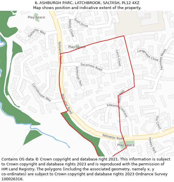 6, ASHBURGH PARC, LATCHBROOK, SALTASH, PL12 4XZ: Location map and indicative extent of plot