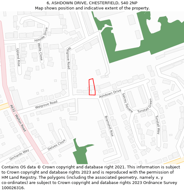 6, ASHDOWN DRIVE, CHESTERFIELD, S40 2NP: Location map and indicative extent of plot