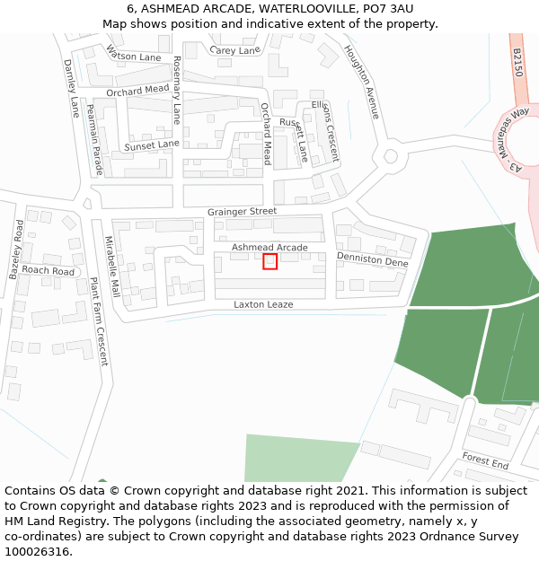 6, ASHMEAD ARCADE, WATERLOOVILLE, PO7 3AU: Location map and indicative extent of plot