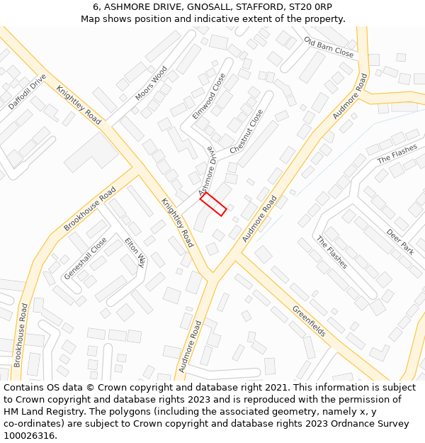 6, ASHMORE DRIVE, GNOSALL, STAFFORD, ST20 0RP: Location map and indicative extent of plot