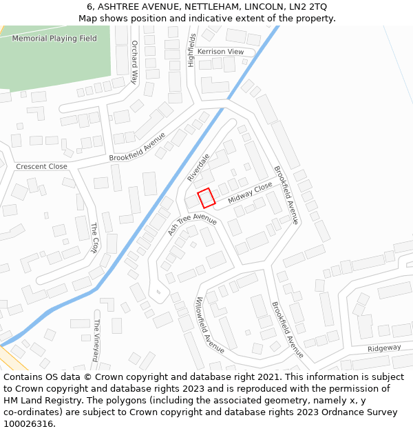 6, ASHTREE AVENUE, NETTLEHAM, LINCOLN, LN2 2TQ: Location map and indicative extent of plot