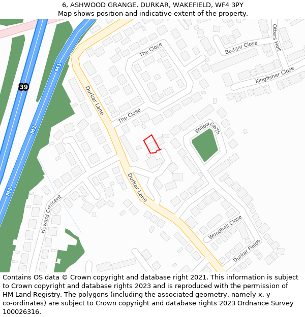 6, ASHWOOD GRANGE, DURKAR, WAKEFIELD, WF4 3PY: Location map and indicative extent of plot