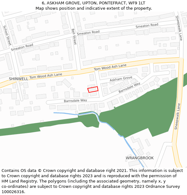 6, ASKHAM GROVE, UPTON, PONTEFRACT, WF9 1LT: Location map and indicative extent of plot