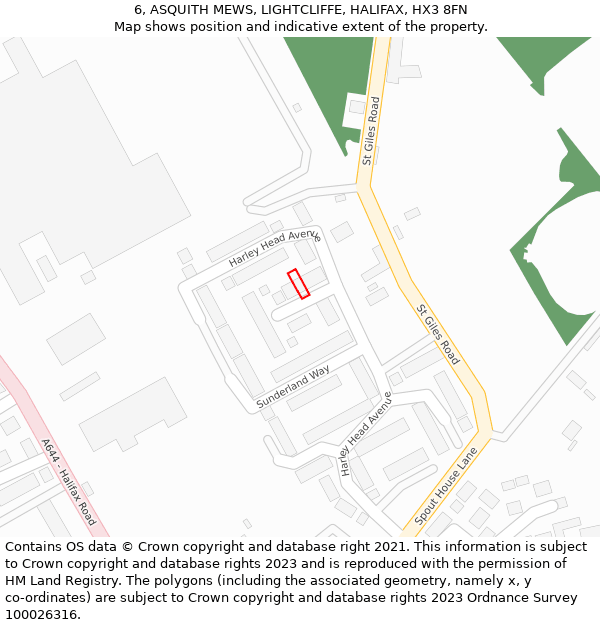 6, ASQUITH MEWS, LIGHTCLIFFE, HALIFAX, HX3 8FN: Location map and indicative extent of plot