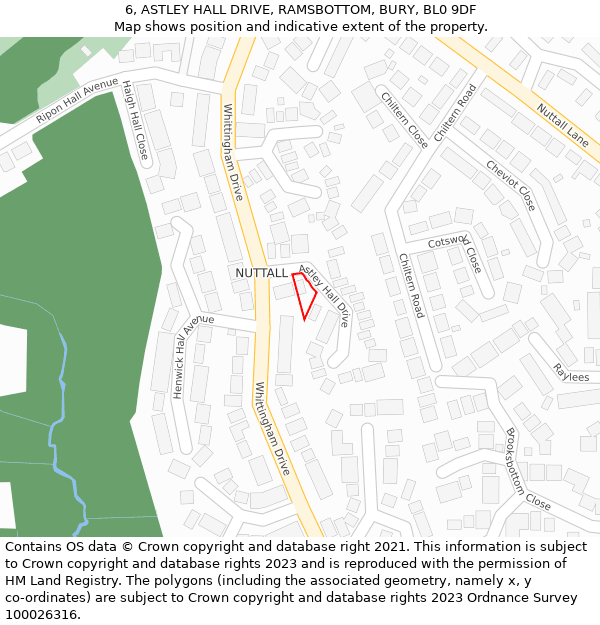6, ASTLEY HALL DRIVE, RAMSBOTTOM, BURY, BL0 9DF: Location map and indicative extent of plot
