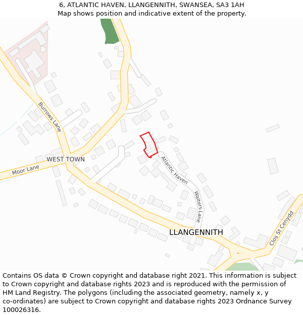 6, ATLANTIC HAVEN, LLANGENNITH, SWANSEA, SA3 1AH: Location map and indicative extent of plot