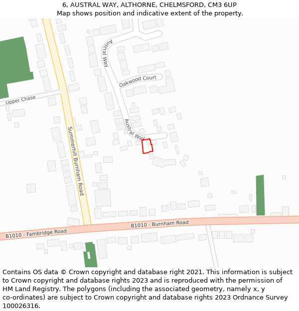 6, AUSTRAL WAY, ALTHORNE, CHELMSFORD, CM3 6UP: Location map and indicative extent of plot