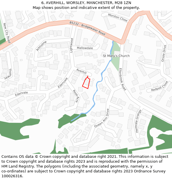 6, AVERHILL, WORSLEY, MANCHESTER, M28 1ZN: Location map and indicative extent of plot