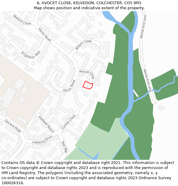 6, AVOCET CLOSE, KELVEDON, COLCHESTER, CO5 9PD: Location map and indicative extent of plot