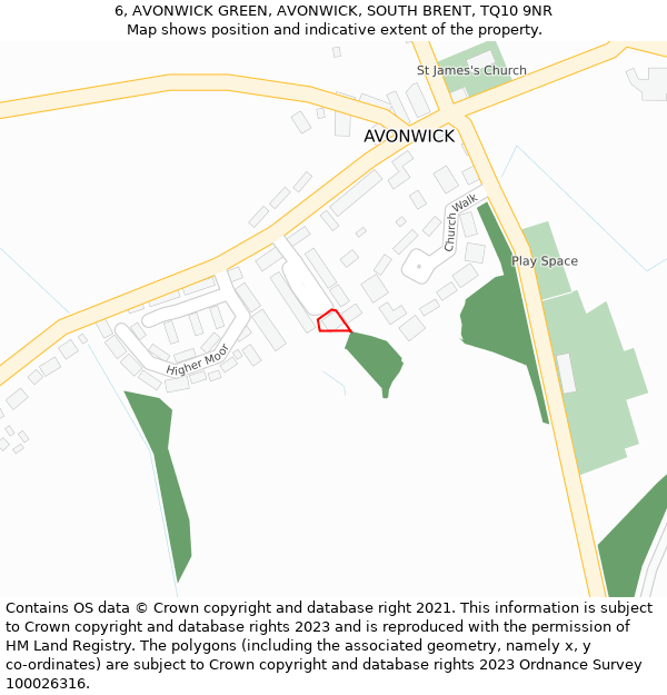 6, AVONWICK GREEN, AVONWICK, SOUTH BRENT, TQ10 9NR: Location map and indicative extent of plot